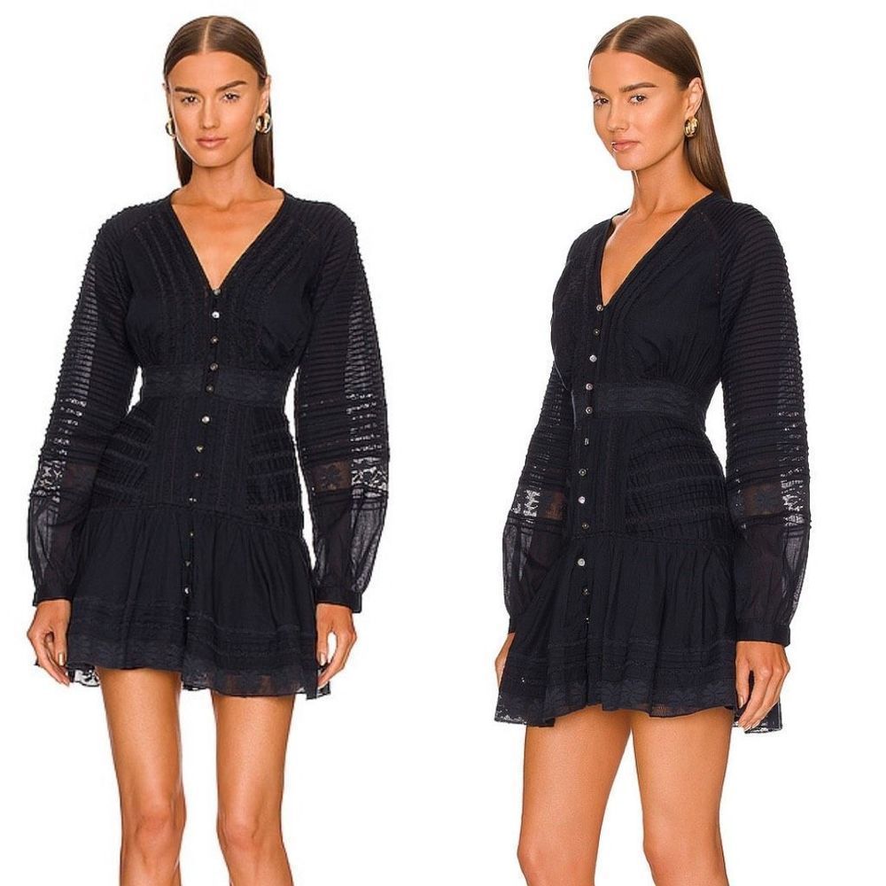 Veronica Beard Dress Long Sleeve Addilyn Lace Blue Navy Mini Dress Size 2